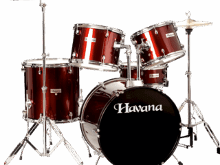 HAVANA 104-5WR 5-PIECE JUNIOR ACOUSTIC DRUM SET WITH HARDWARE - WINE RED