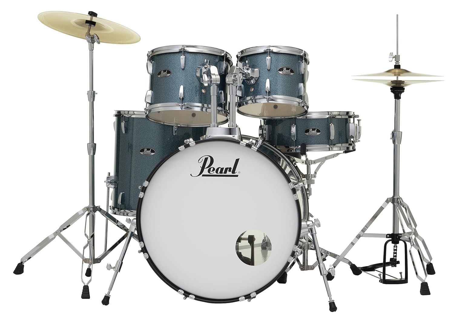 Pearl, Drum Set, 5 Pcs, Roadshow, W/Stands & Cymbals -Aqua Blue Glitter RS525SC/C