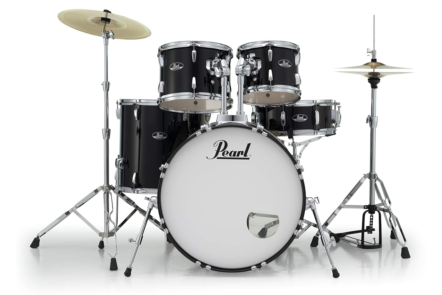 Pearl, Drum Set, 5 Pcs, Roadshow, W/Stands & Cymbals -Jet Black RS525SC/C
