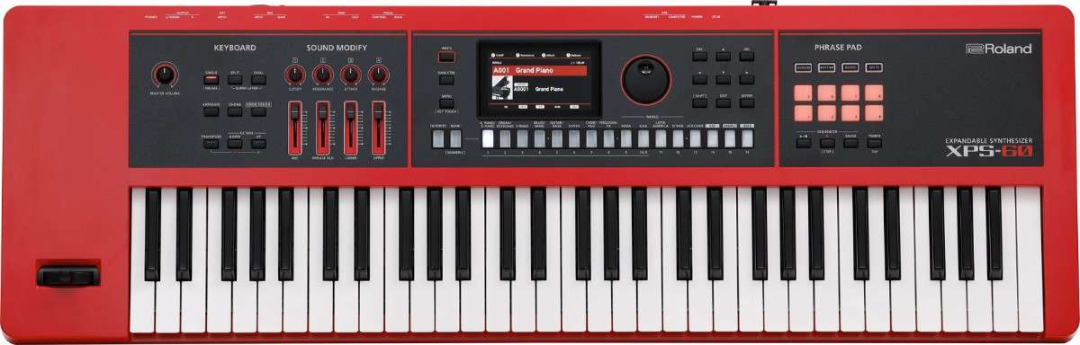 Roland XPS-60 Red synthesizer keyboard front view Title: xps-60-red-front-view