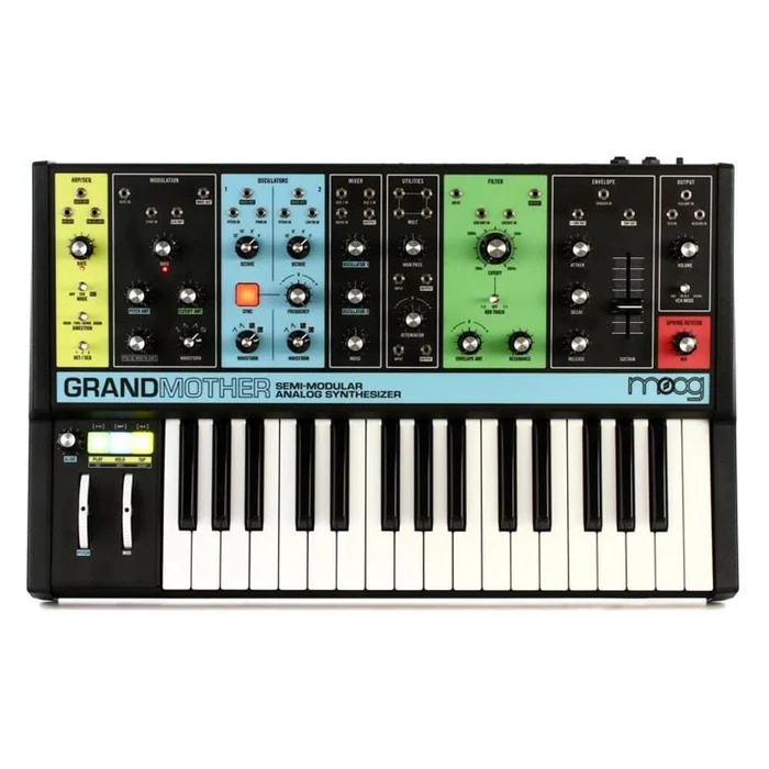 Moog Grandmother semi-modular analog synthesizer.