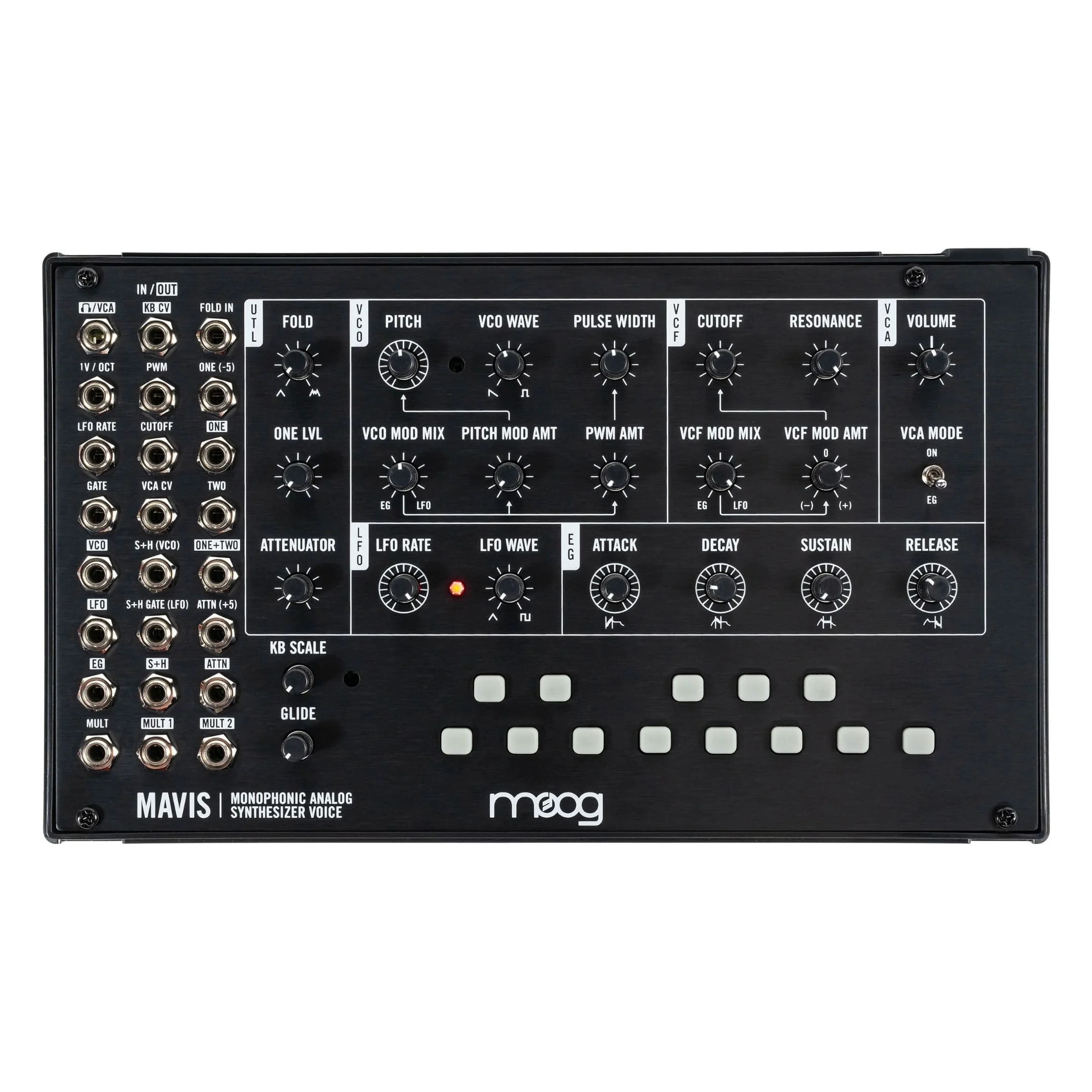 Moog Mavis semi-modular analog synthesizer.