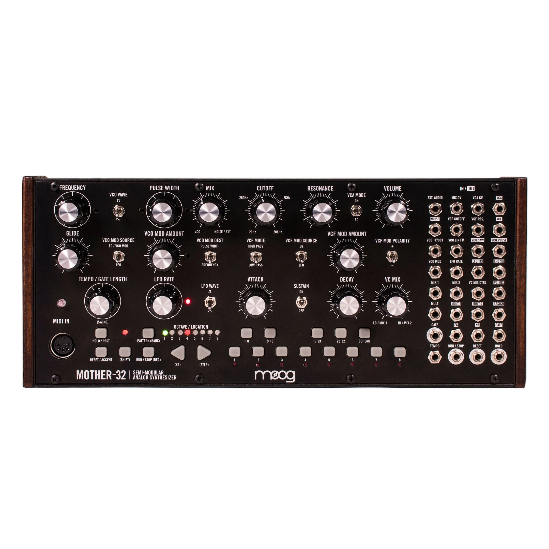 Moog Mother-32 semi-modular analog synthesizer.